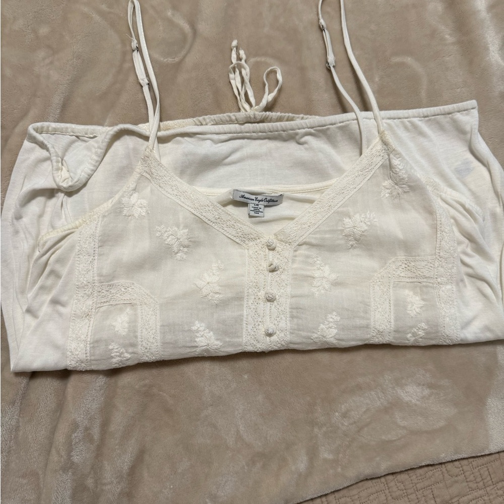 White Embroidered Women's Top